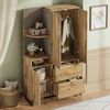 Kompaktgarderobe Holz Schwarz mit Soft-Close, Ausziehstange, Stoffpaneelen, Schubladen, modernem Flur-Organizer Bild 3