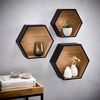 XORA 'BEN' Wandregal 3er-Set, MDF Holznachbildung Eiche schwarz, 37 x 32.2 x 12 cm, Belastbarkeit bis 5 kg Bild 4