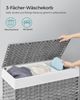 Songmics Wäschekorb handgeflochten mit 3 Fächer, Rattan-Optik Grau, 70 x 36 x 66 cm Bild 2