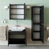 Roomart ATLANTIC-65 Badmöbel Set– 4-teiliges Badezimmermöbel Set - Waschbeckenunterschrank mit Keramikwaschbecken, Spiegelschrank & Hochschrank - H 45 x B 45 x T 65 cm • Schwarz-Eiche Bild 5