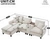 Ecksofa L‑Form Sitzfläche 229x149,5x83 cm, Cordstoff Beige, mit Mittelkonsole, Hocker und 2 Kissen Bild 4