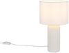 LED Tischleuchte mit Keramikfuß & Stoffschirm Weiß, Höhe 36cm Bild 2