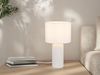 LED Tischleuchte mit Keramikfuß & Stoffschirm Weiß, Höhe 36cm Bild 5