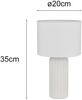 LED Tischleuchte mit Keramikfuß & Stoffschirm Weiß, Höhe 36cm Bild 4