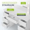 Juskys Schminktisch Talea und Hocker Tonia mit LED-Spiegel & 7 Schubladen, stufenlos dimmbar, 3 Farbtemperaturen, Stauraum, elegantes Design – Weiß Bild 4