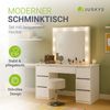 Juskys Schminktisch Talea und Hocker Tonia mit LED-Spiegel & 7 Schubladen, stufenlos dimmbar, 3 Farbtemperaturen, Stauraum, elegantes Design – Weiß Bild 2