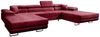 Designer Sofa Calvera U mit Schlaf- und Klappfunktion (Samt) Bordeaux Samt Bild 2