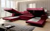 Designer Sofa Calvera U mit Schlaf- und Klappfunktion (Samt) Bordeaux Samt Bild 5