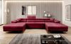 Designer Sofa Calvera U mit Schlaf- und Klappfunktion (Samt) Bordeaux Samt Bild 3