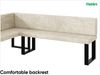 MEBLINI Eckbank für Esszimmer mit ausziehbarem Tisch - Küchenbank - Essecke - Sitzecke Küche - TONI - U-Beine 142x196x87cm Links - Creme Samt/B Weiß Hochgl. Bild 5