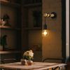 Nettlife Wandleuchte Wandleuchte aus Holz und Metall mit Kabel 1xE27, ohne Leuchtmittel, für Schlafzimmer Flur Treppenhaus Wohnzimmer Bild 2
