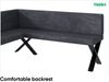MEBLINI Eckbank für Esszimmer mit ausziehbarem Tisch - Küchenbank - Essecke - Sitzecke Küche - TONI - X-Beine 128x168x87cm Links - Dunkelgrau Samt/M Weiß-Schwarz Hochgl. Bild 5