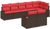 vidaXL Gartensofa-set mit Kissen 8 pcs Braun und Rot Poly-Rattan 3354763 Bild 2