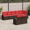 vidaXL Gartensofa-set mit Kissen 8 pcs Braun und Rot Poly-Rattan 3354763 Bild 3