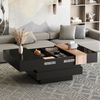 Merax Couchtisch Hochglanz Sofatisch Beistelltisch in Weiß/Schwarz & Holzoptik (1-St, 70×70×39 cm), Wohnzimmertisch mit ausziehbarer Tischplatte & verstecktem Stauraum Bild 5