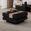 Merax Couchtisch Hochglanz Sofatisch Beistelltisch in Weiß/Schwarz & Holzoptik (1-St, 70×70×39 cm), Wohnzimmertisch mit ausziehbarer Tischplatte & verstecktem Stauraum Bild 2