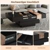 Merax Couchtisch Hochglanz Sofatisch Beistelltisch in Weiß/Schwarz & Holzoptik (1-St, 70×70×39 cm), Wohnzimmertisch mit ausziehbarer Tischplatte & verstecktem Stauraum Bild 3