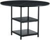 Runder Esstisch 107 cm, schwarze MDF-Platte in Holzoptik und schwarzes Metallgestell, mit doppelter Ablage,75*107*107 cm Bild 4