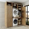 Roomart Schrankwand Waschküche – SERIE DUO-I- 187 cm breit, Trockner auf Waschmaschine (Waschturm) – 187 cm breit – Waschmaschinenschrank mit Stauraum • Eiche Bild 3