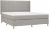 vidaXL Boxspringbett mit Matratze & LED Stoff Hellgrau 160x200 cm, Härtegrad: H2 [3138885] Bild 4