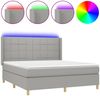 vidaXL Boxspringbett mit Matratze & LED Stoff Hellgrau 160x200 cm, Härtegrad: H2 [3138885] Bild 2