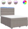 vidaXL Boxspringbett mit Matratze Taupe 160x200 cm Stoff 3294030 Bild 2