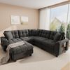 Merax Ecksofa U-förmiges XXL-Modulares Sofa mit USB-Anschlüssen, Chenille-Sofa, ideal für Wohnzimmer 1 Teile, 6-Sitzer-Sofa mit Bücherregal-Armlehnen, Hocker, Becherhalter & Kissen Bild 3
