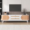 Merax Lowboard mit 2 Schubladen und 2 Bogenschiebetüren, TV-Schrank mit Rattan-Geflecht, Breite 170cm Bild 5