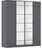 rauch Acero, Kleiderschrank, Garderobenschrank in moderner Loft-Optik, 4-türig, 2 Glastüren, mit 2 Kleiderstangen und 2 Einlegeböden, Farbe Grau metallic, BxHxT 181x210x54cm Bild 3