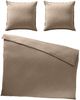 Como Bettwäsche aus Damast Baumwolle 200x200 cm in Taupe 3-teilig mit 2X Kissenbezug 80x80 | Bettwäsche Set gestreift | Bettbezug im 3er Set mit Saumen & Reißverschluss | ÖkoTex Zertifiziert Bild 4