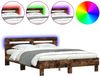 vidaXL Bettgestell mit Kopfteil LED-Beleuchtung Räuchereiche 140x200cm 3207550 Bild 2