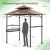Grillpavillon mit Doppeldach &Seitenregalen &Metallkorb Grillüberdachungen Grillunterstand Braun Bild 2