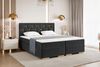MEBLINI Boxspringbett mit Bettkasten - 120x200 - H3/Schwarz Samt - Versal - Gepolstert Doppelbett mit Matratze und Topper - Polsterbett mit Stauraum - Bett mit Kopfteil - Stauraumbett Bild 1