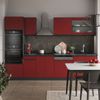 Küchenzeile R-Line Rot/Anthrazit 300 cm J-Shape mit Hochschrank, AP Eiche Vicco Bild 4