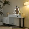 Merax Schminktisch, Kosmetiktisch-Set mit Spiegel und Beleuchtung, ausziehbare Tischplatte, 3-farbige LED-Beleuchtung, (ohne Hocker) Weiß Bild 3