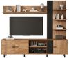 Merax Wohnwand mit Vitrine & Regal, in Holzoptik & Schwarz, (3-St), Mediawand mit 3 Schränken und offenen Regalböden Bild 4