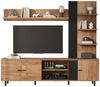Merax Wohnwand mit Vitrine & Regal, in Holzoptik & Schwarz, (3-St), Mediawand mit 3 Schränken und offenen Regalböden Bild 5