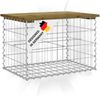 Gartenbank Gabionen BIKS aus Stahl 63x44x42cm Kiefernholz Braun Gabionenbank Gartentisch aus Gabionen Steinkorb Gabionengitter Ziergabione Drahtkorb befüllbar Bild 1