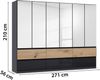 rauch Kleiderschrank; Drehtürenschrank WINNIPEG, 6-türig, 6 Spiegeltüren, 6 Schubkästen, Hochglanz Effektgrau/Eiche Halifax, 271x210x56xcm Bild 4