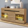 Merax 140cm Sideboard Schrank Modern Wohnzimmer Anrichte Möbel 3 Türen 3 Schubladen Moderne Kommode mit viel Stauraum Bild 2