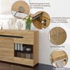 Merax 140cm Sideboard Schrank Modern Wohnzimmer Anrichte Möbel 3 Türen 3 Schubladen Moderne Kommode mit viel Stauraum Bild 5