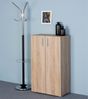 CASARIA® Bücherregal mit Türen Holz Eiche 3 Fächer 115,5x60x30cm Kommode Sideboard Mehrzweckschrank Bild 2