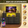 WLIVE Kommode mit 8 Stoffschubladen, LED-Beleuchtung und Ladestation (Aufbewahrungsschrank mit Holzplatte und Metallgestell, Aufbewahrungsschrank mit Holzplatte und Metallgestell), Schlafzimmerkommode für Wohnzimmer, Flur und Schlafzimmer Bild 4