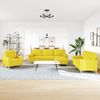 vidaXL 4-tlg. Sofagarnitur mit Fußhocker & Dekokissen Hellgelb Stoff 3278316 Bild 3