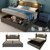 Polsterbett 140×200 cm mit hydraulischem Bettkasten, Leselicht, USB und Matratze, Grau Bild 5
