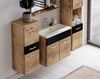 Badezimmer Badmöbel-Set Alba 60cm Waschbecken Kastanien Eiche mit Schwarz - Unterschrank Hochschrank Waschtisch Möbel Bild 5