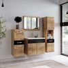 Badezimmer Badmöbel-Set Alba 60cm Waschbecken Kastanien Eiche mit Schwarz - Unterschrank Hochschrank Waschtisch Möbel Bild 2