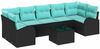 vidaXL Gartensofa-set mit Kissen 8 pcs Schwarz und Türkis Poly-Rattan 3354635 Bild 2
