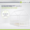 Juskys Kinderbett Marli 90 x 200 cm mit Rausfallschutz, Lattenrost und Dach - Massivholz Hausbett für Kinder - Bett in Weiß Bild 2