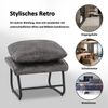 M MCombo Sitzhocker Fußstütze mit Metallbeinen +Kissen, Vintage Hocker Ottoman Schminktisch für Wohnzimmer Schlafzimmer, Quadratisch 39 * 57cm, Mikrofaserstoff, 4742-2(Dunkelgrau) Bild 4